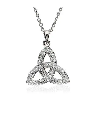 Sterling Silver Trinity Knot Pendant Embellished with Swarovski Crystals